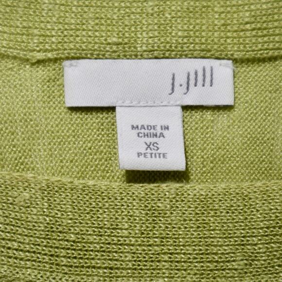 J Jill Size XS Linen Blend 1/2 Sleeve Ribbed Knit Top Chartreuse Green - Picture 7 of 8